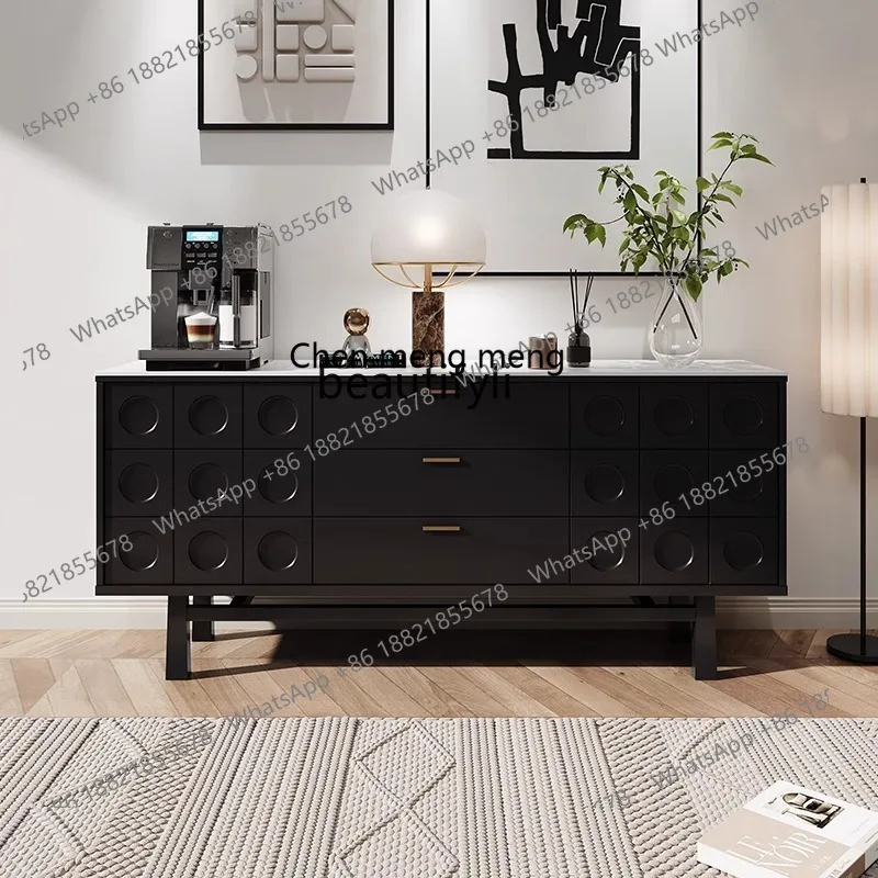 

X Solid wood dining side cabinet, light luxury high-end rock slab storage, decorative storage cabinet