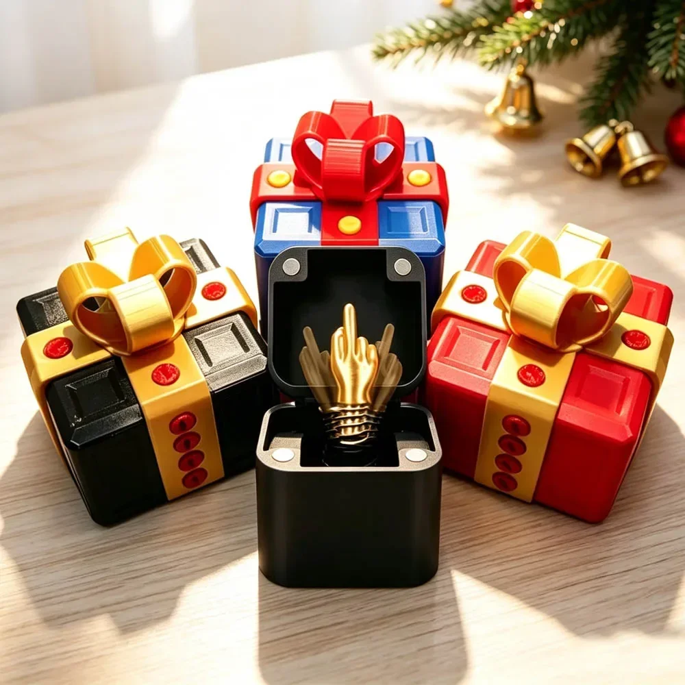 Creative 3D Printed Prank Gift Middle Finger Novelty Christmas Gift Adult Toy Surprise Pop Up Box with Screws Annoying Present