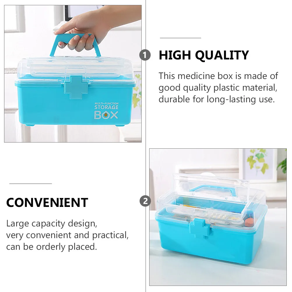 1Pcs Lightweight Medicine Storage Box Portable Household Medicine Chest Large Aid Kit for Home Office Travel