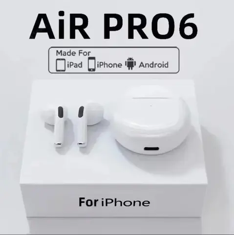 Fones de ouvido sem fio TWS com microfone, fones de ouvido Bluetooth, fones de ouvido, fone de ouvido esportivo, Apple iPhone, Xiaomi, Pro 6, novo