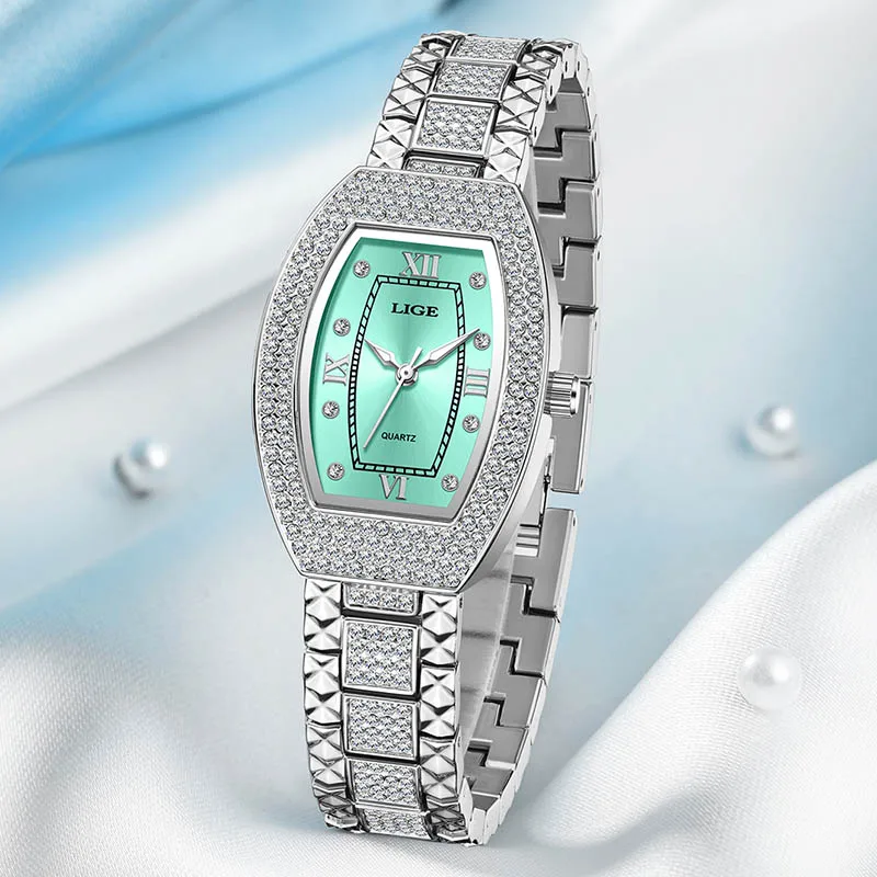 LIGE Casual Women's Quartz Wristwatch Elegant Fashion Waterproof Square Watch Women Creative Steel Sports Watches Gift For Women