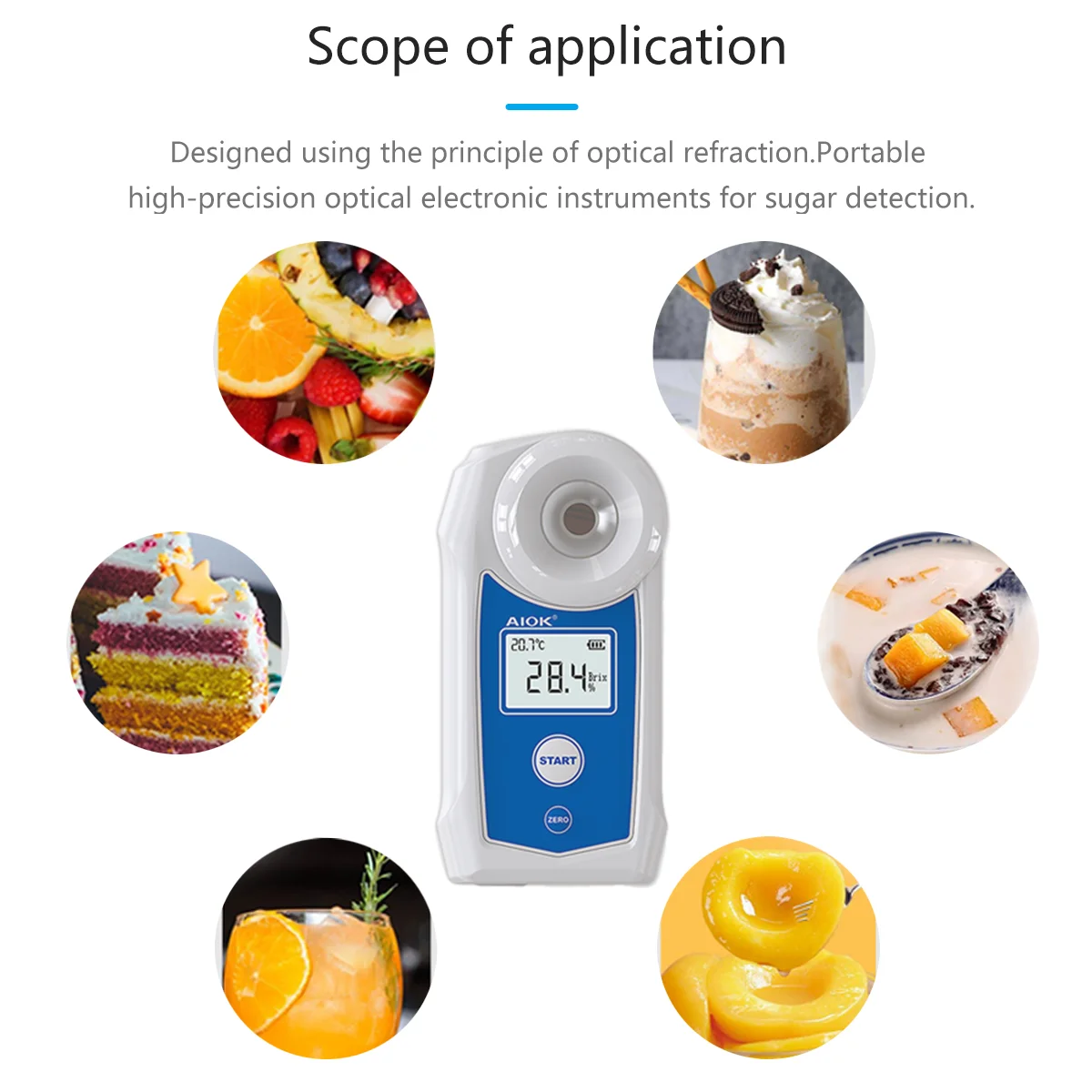 AIOK Digital Refractometers Brixmeter IP67 Fruit Juice Drinks Spirit Beverage Sugar Tester Sugar Content Measuring Instrument