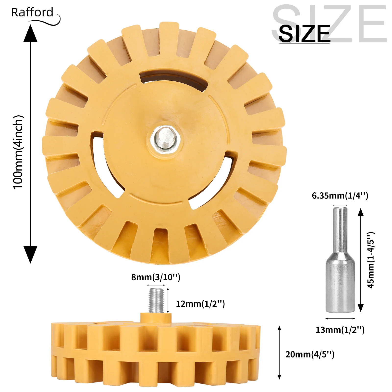 Rafford Auto Gum Wiel Lijm Remover Rubberen Wiel Gladde Boormachine Adapter Verf Reparatie Rubber Vinyl Decals Removal Tools