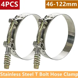 4PCS T-Bolt Hose Clamps Stainless Steel Pipe Clamp with Spring Turbo Intake Intercooler Exhaust Clamp Adjustable Metal Clamp