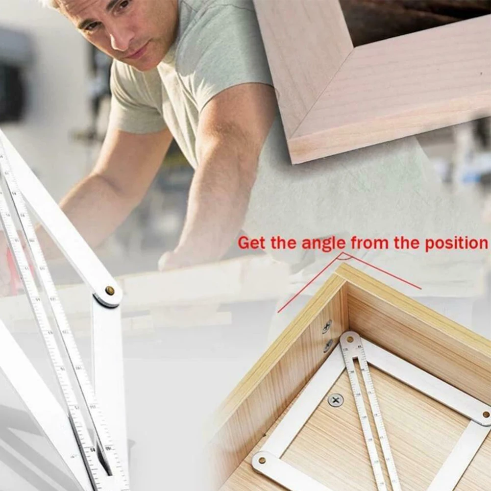 Aluminum Alloy Angle Diagonal Measuring Tool Silver Adjustable Durable Anti-Oxidation Strong Metal Build For Construction