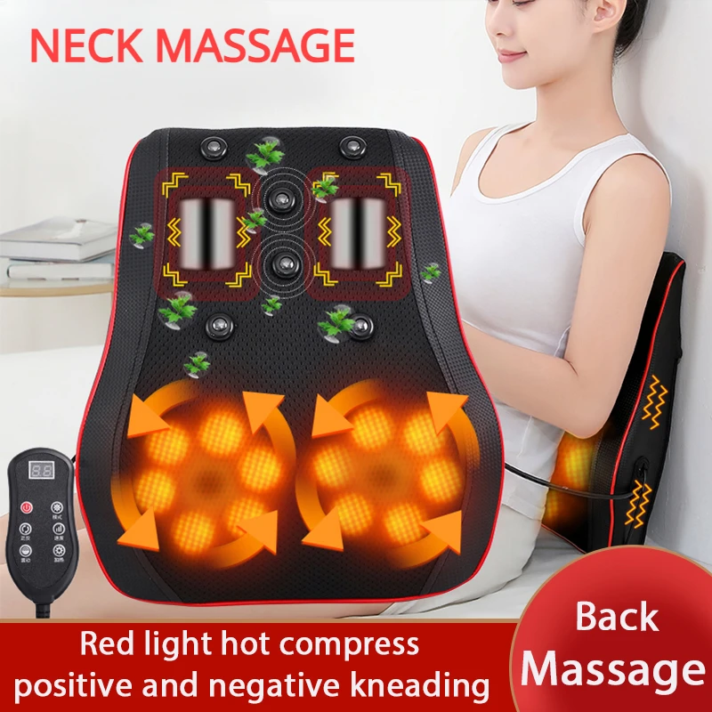 Electric Shiatsu Head Neck Cervical Ttraction Body Massager Car Back Pillow with Heating Vibrating Massage Device