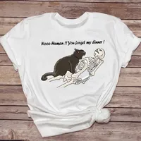 Women T-shirts Cat Funny Skull Pet Cute Fashion Trend 90s Animal Top Lady Tshirt Sweet Ladies Print Stylish Tee T-Shirt