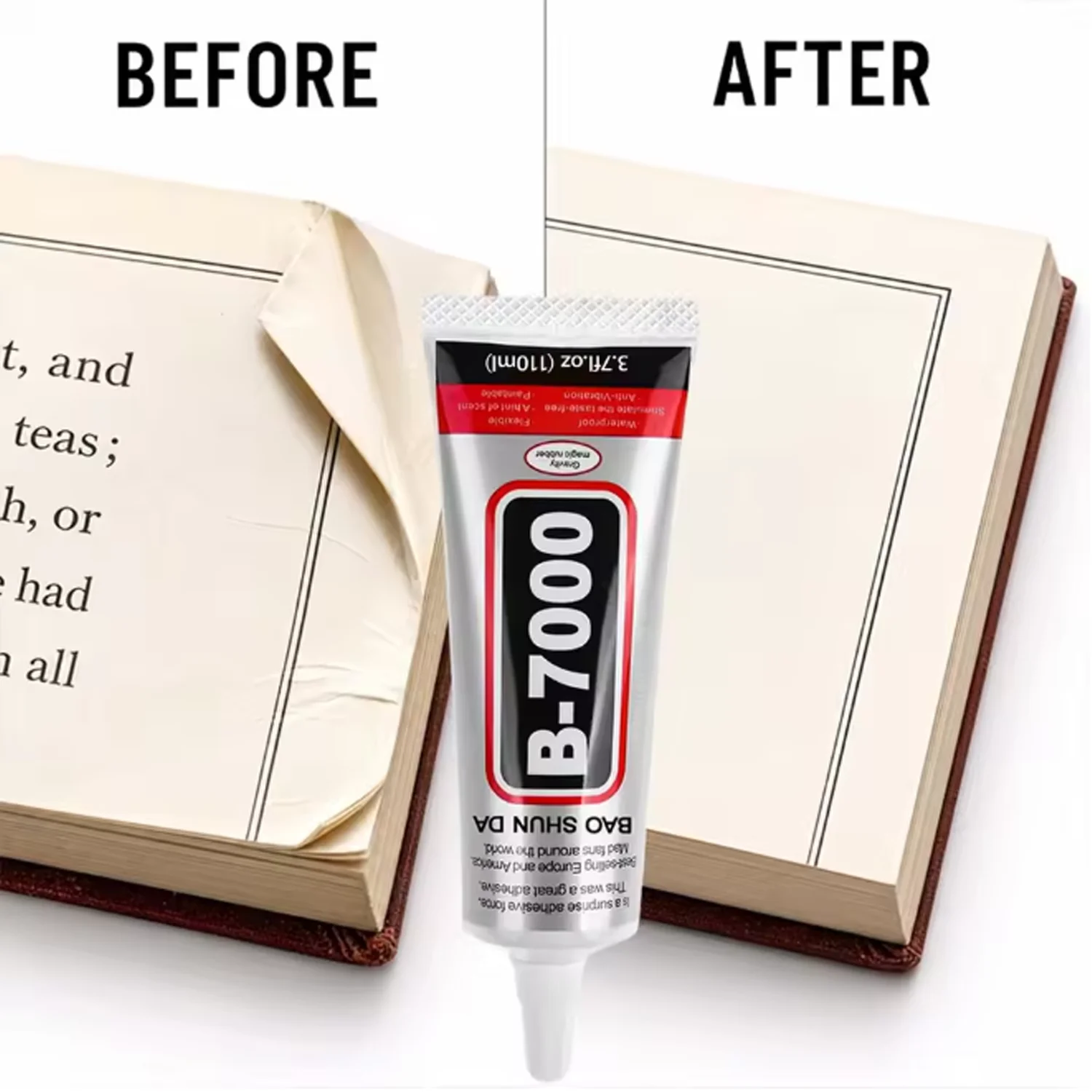 B-7000 Fabric Glue Permanent, Fabric Glue for Patch, Clear Fabrics Adhesive,Permanent Washable,for All Cotton, Denim, Polyester.