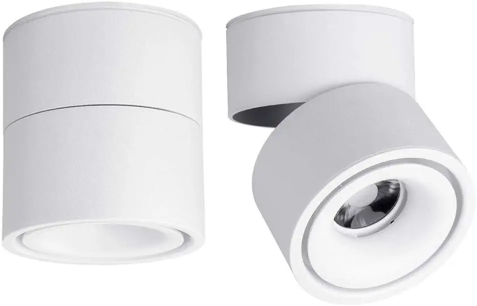 Faretto da soffitto a LED da 2 pezzi per interni 360 ° Lampada da parete da incasso COB da 10 W montata su superficie regolabile per display di sfondo fotografico