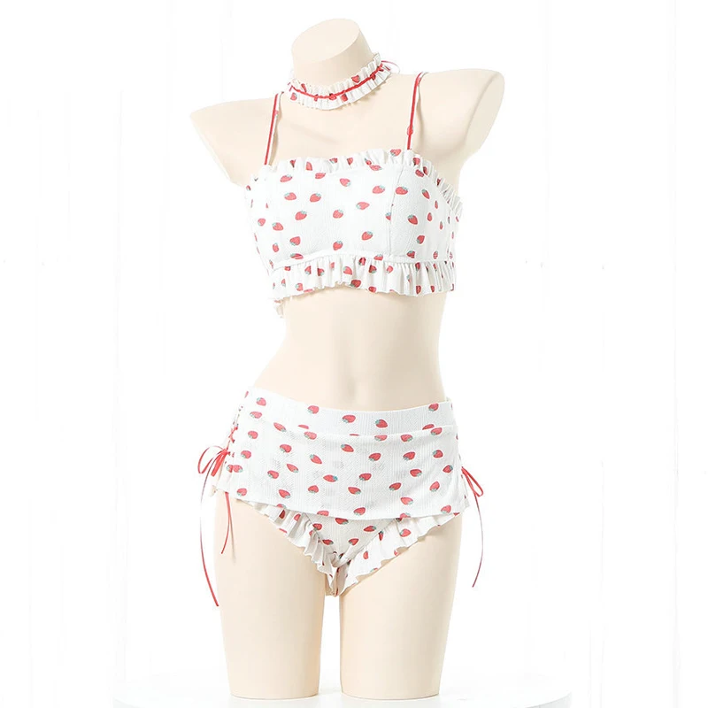 AniLV Pool Party Girl Anime Strawberry Cute Bikini Swimstuit Beach Swimwear Women Pajamas Unifrom Outfits Costumes Cosplay