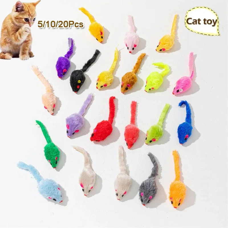 Cat Toy Furry Plush Soft Solid Interactive Mice Mouse Toys For Funny Kitten Pet Cats Playing Scratch Training Game Supplies