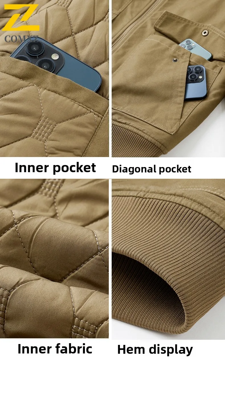 سترة قطن رجالية 2025 طبعة جديدة مع سترة طيران سميكة مضادة للبرد ودافئة للخروج سترة شتوية غير رسمية بسحاب سترة واقية