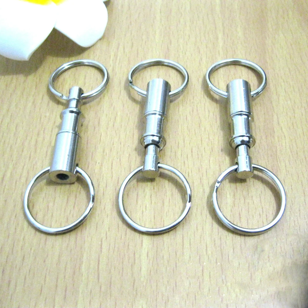 Detachable Pull Apart Metal Keychain for Women Men Silver Color Double End Key Chains Quick Release Keyring