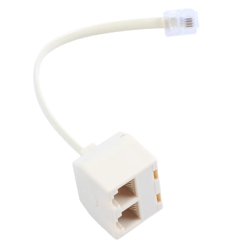 ELECT-3X RJ 11 6P 4 C موصل 2 X جاك ميناء M / F الفاصل كابل محول الهاتف البيج