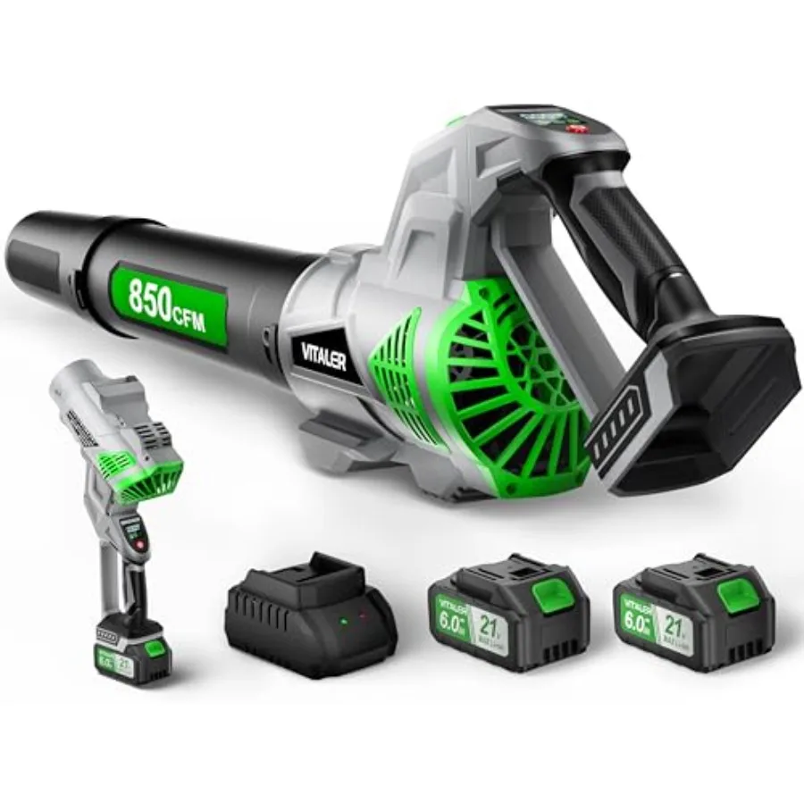 

Leaf Blower Cordless with Up to 850 CFM and 250 MPH, Brushless Electric Leaf Blowers with 2 x 6.0Ah Batteries and Fast Charger,