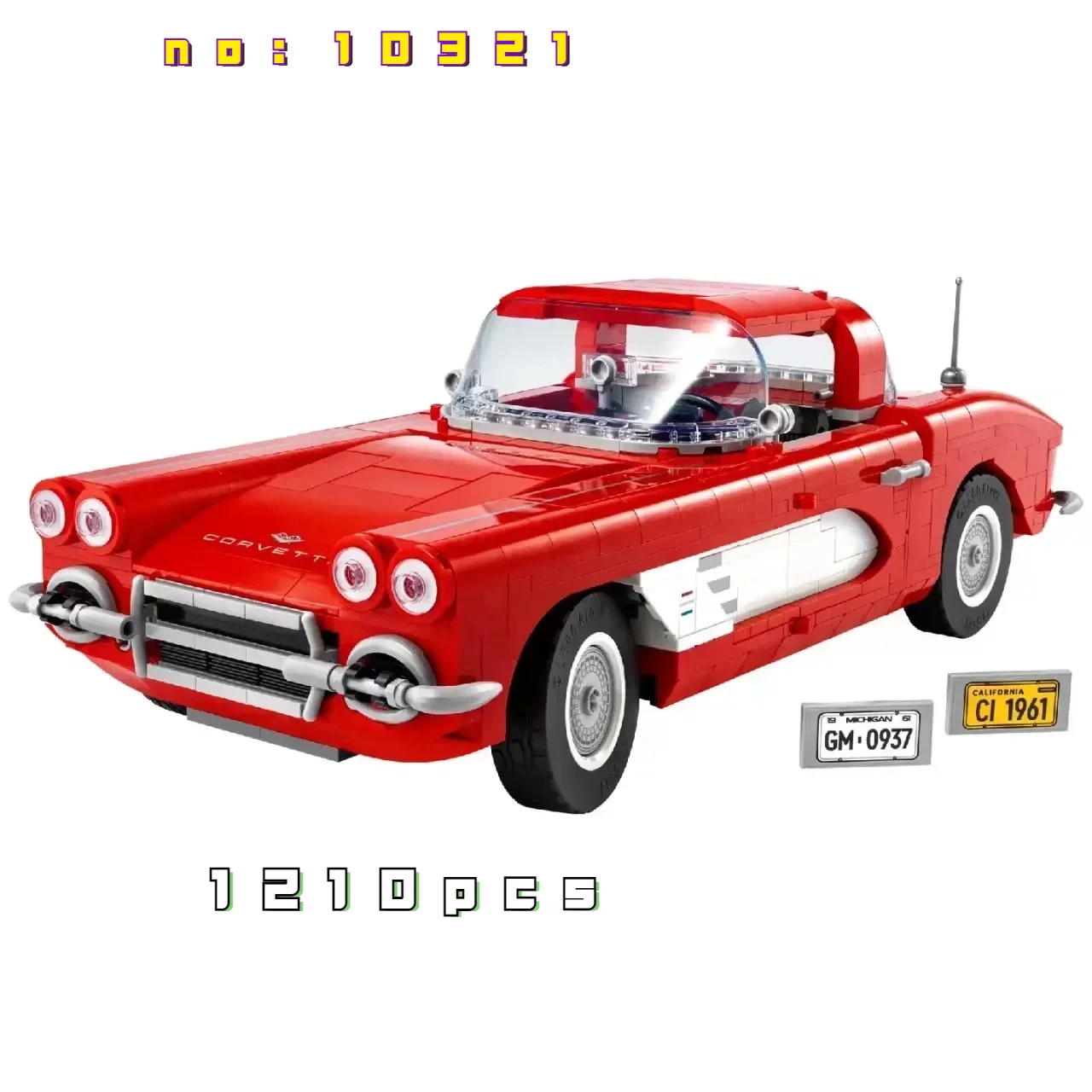 IN stock NEW MOC 10321 DIY Eugene Retro Sports Car Decoration Ornaments, Technical Bricks, Adult Boys Toy Gifts