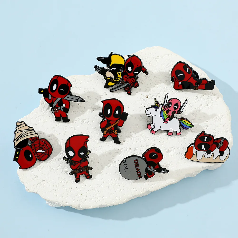 Marvel Movie Deadpool & Wolverine Enamel Pins Kawaii Deadpool Wolverine Brooch for Jacket Metal Lapel Badge Gifts