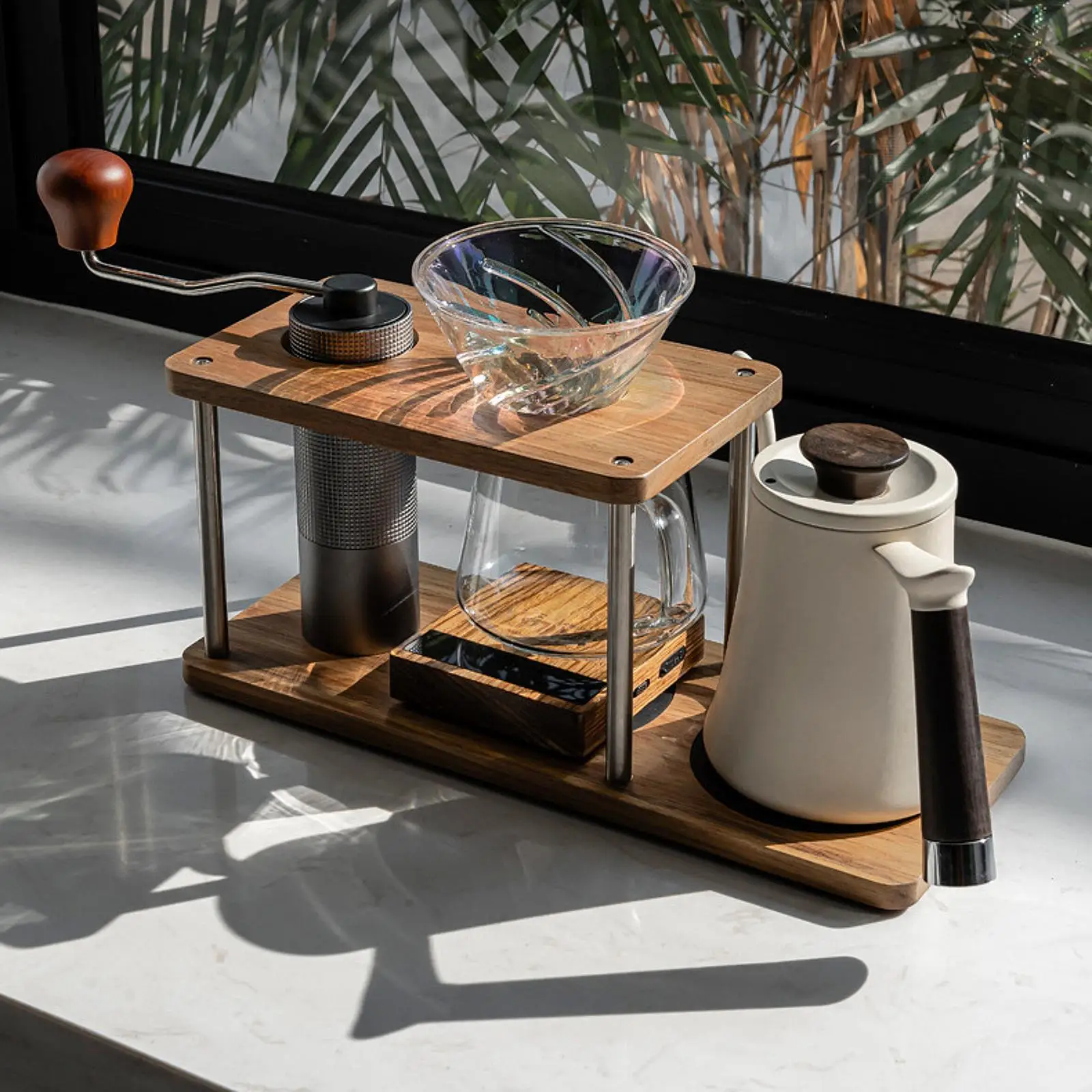 Übergießen Sie eine Kaffeestation, vielseitiger Mehrzweck-Organizer, Holz, dekorativ, wiederverwendbar, mit Sockel, Kaffeetropfer, Ständer, Filterhalter