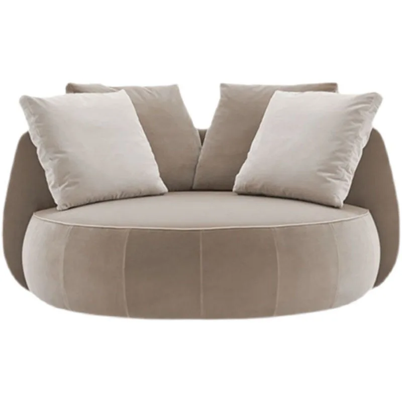 Italian light luxury small apartment living room balcony leisure sofa chair modern simple round rotatable single reception chair