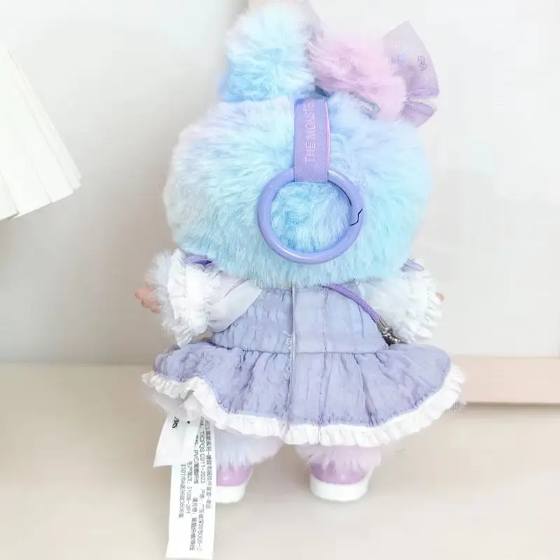 Solo ropa para Labubu V3.0, colgante de caja ciega de felpa de vinilo frontal de alta energía, falda de ropa de bebé de Hada de mariposa púrpura de la suerte