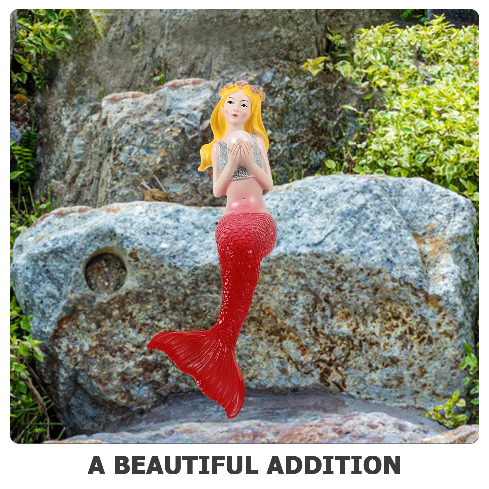 

Resin Statue Sculpture Garden Decor Fish Tank Decoration Desktop Craft Yard Mermaid Figure Small Mermaid Office Home Decor