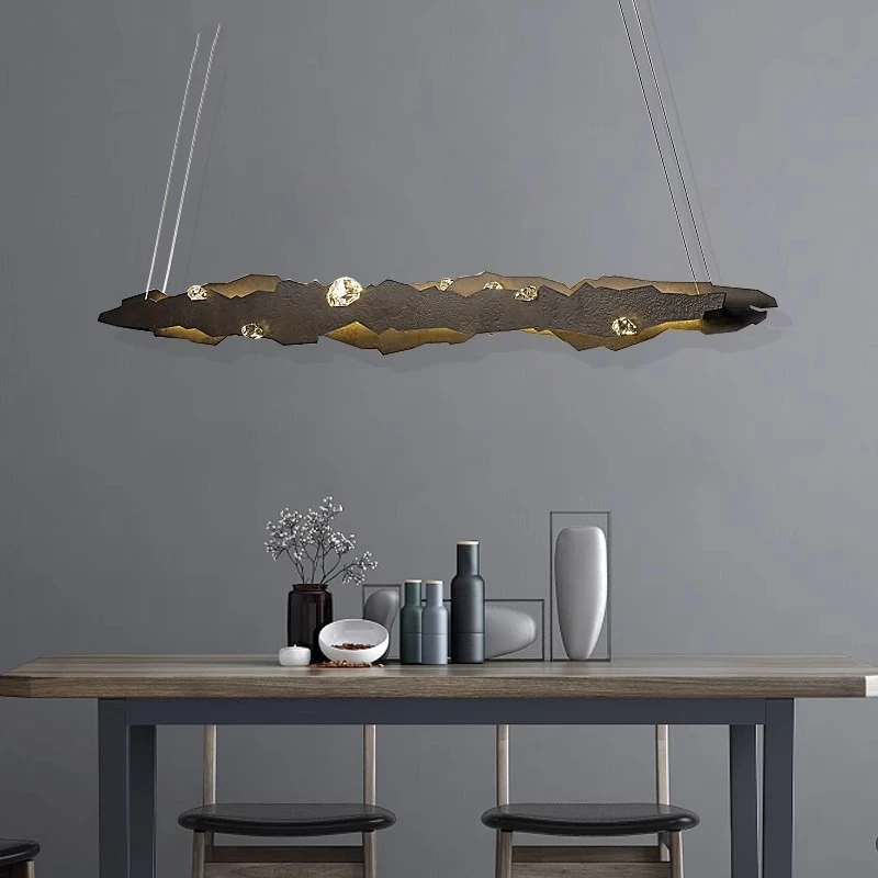 Creative villa restaurant chandelier, postmodern bar counter chandelier decoration, tea table iron crystal chandelier