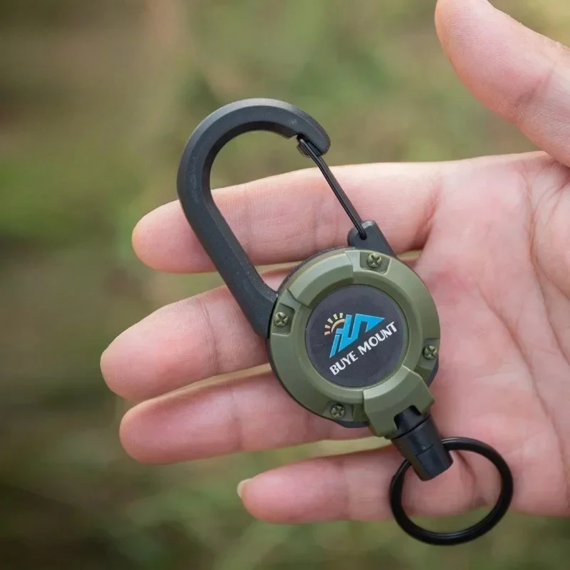 1 قطعة بكرة شارة قابلة للسحب شديدة التحمل - كابل فولاذي بمدى 5 أمتار مع حلقة تسلق، حامل مفاتيح مضاد للتشابك للبناء/الأمن #1