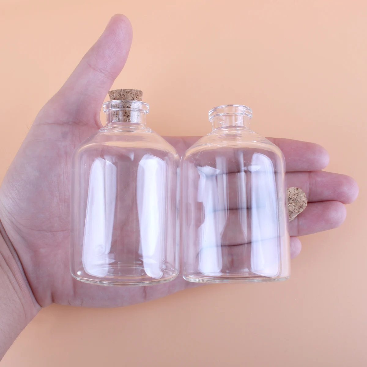 6 /12/24 pieces 60ml Transparent Glass Bottles with Cork Stopper Glass Terrarium Jars Vials for Wedding Favors DIY Craft Gift