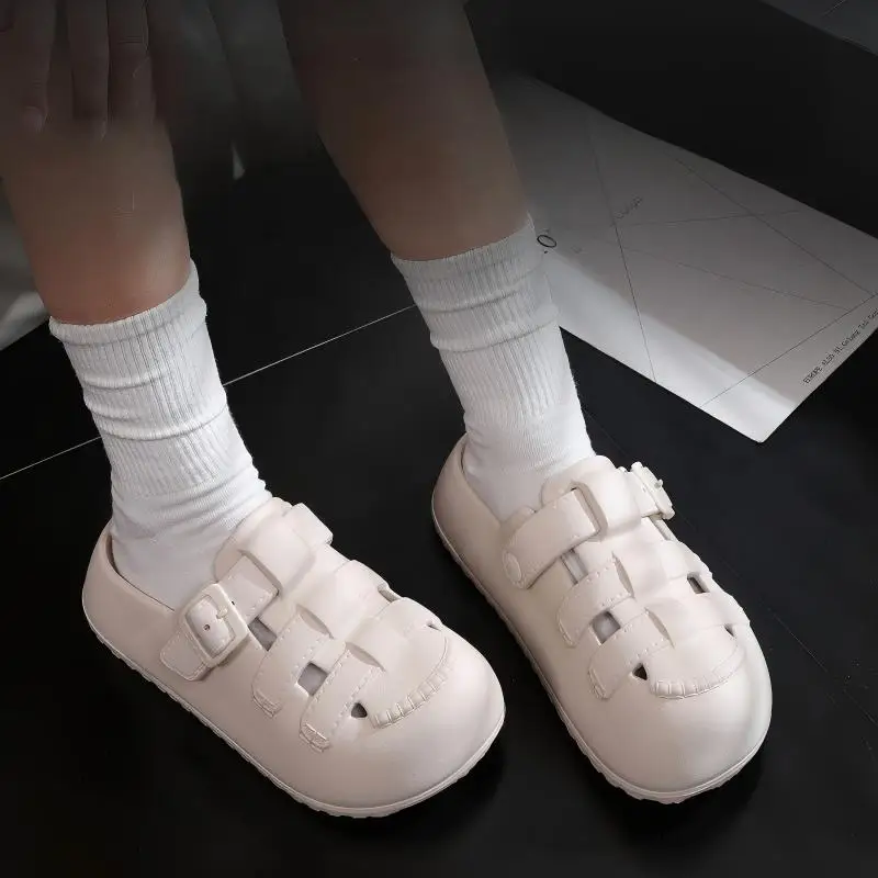 قباقيب ملابس خارجية أنيقة للنساء، شباشب صيفية جديدة ذات نعل سميك، أحذية نسائية للارتداء الخارجي، غير قابلة للانزلاق للاستخدام المنزلي