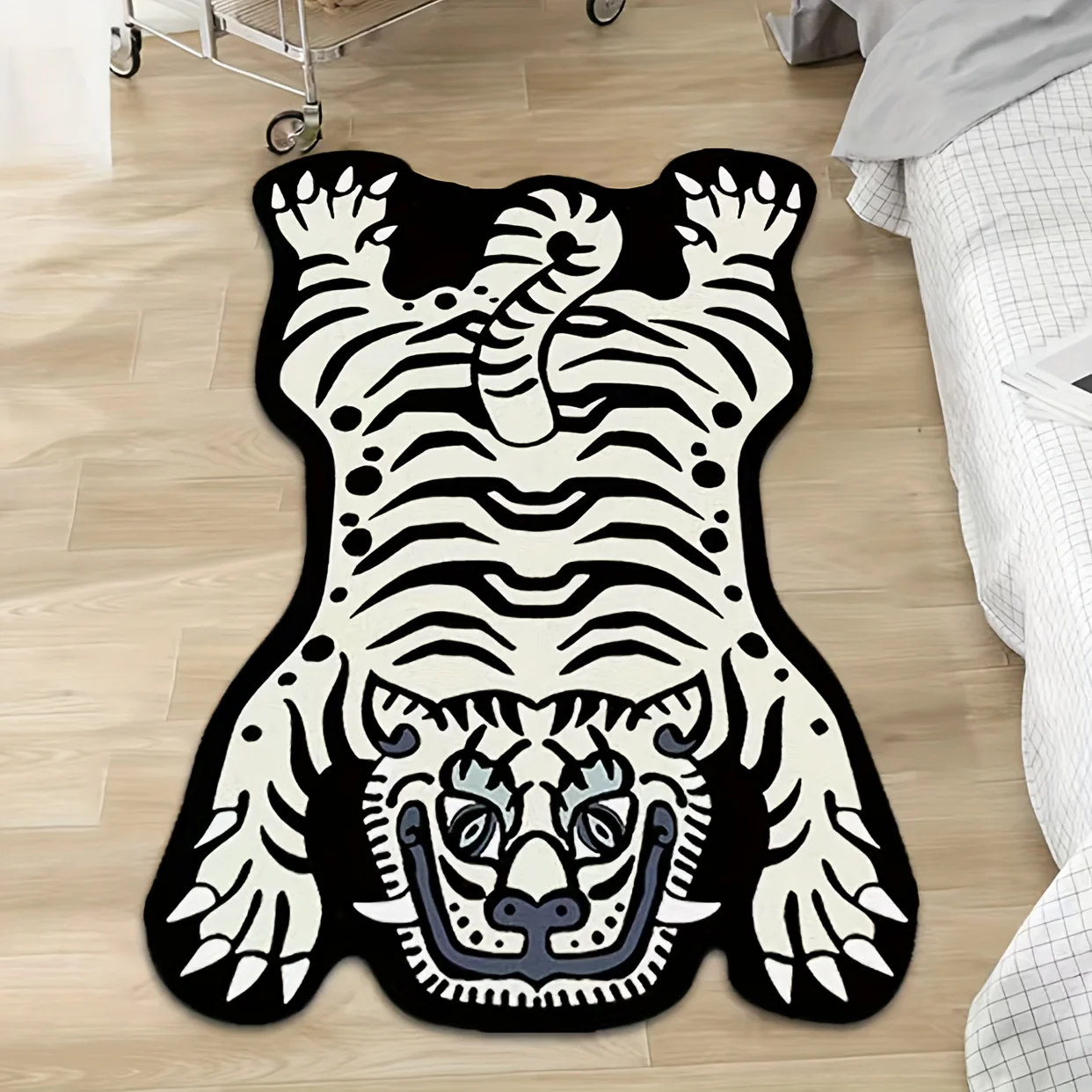 VIKAMA – tapis de porte tigre blanc irrégulier, antidérapant, Durable, pour chambre à coucher, chevet, porte d'entrée, couloir, paillasson, décoration de maison