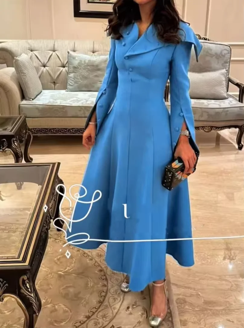 

Короткие вечерние платья с v-образным вырезом по индивидуальному заказу и пуговицами, креповые платья трапециевидной формы из крепа значительноır пор, длина до щиколотки, платья для выпускного вечера на молнии сзади для женщин