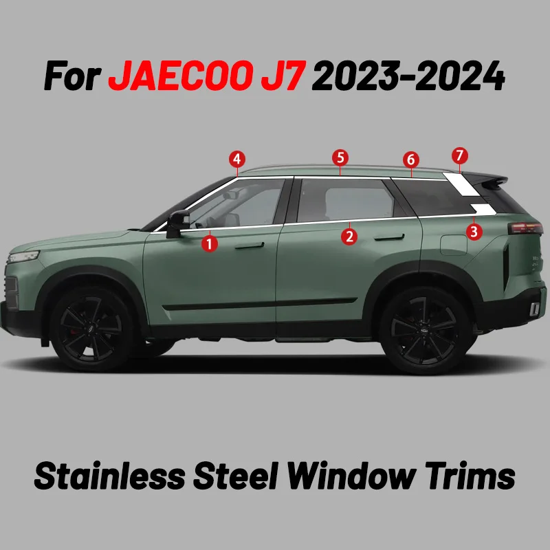 

For Jaecoo J7 Chery Explore 06 2023 2024 Car Stainless steel door window trim garnish molding decoration Automobiles Parts