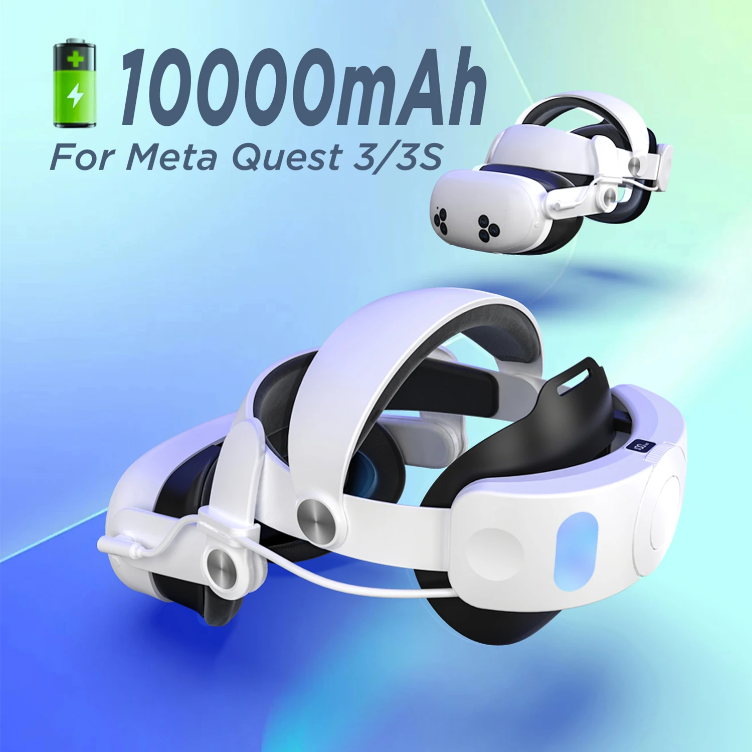10000 mAh Akku-Komfort-Kopfgurt für Meta Quest 3/3s Ersatz-Elite-Gurt PD18W, Aufladen, verbesserte Spielzeit, Tragetasche – Detail 1