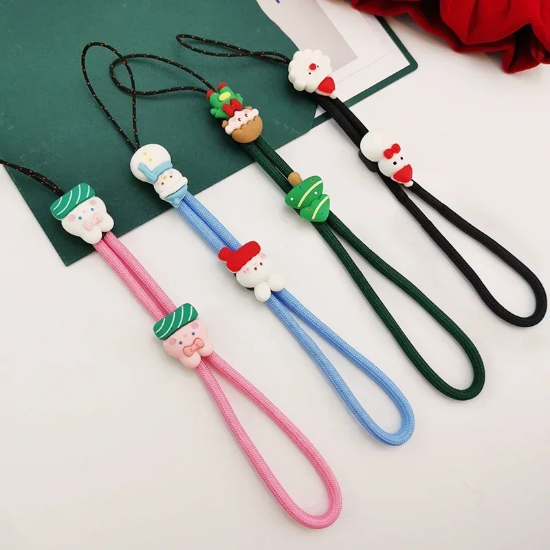 Mobile Lanyard Cartoon Christmas Cute Doll Double Ornaments Simple Wrist Pendant Simple Hanging Shell Universal Cute Phone Charm