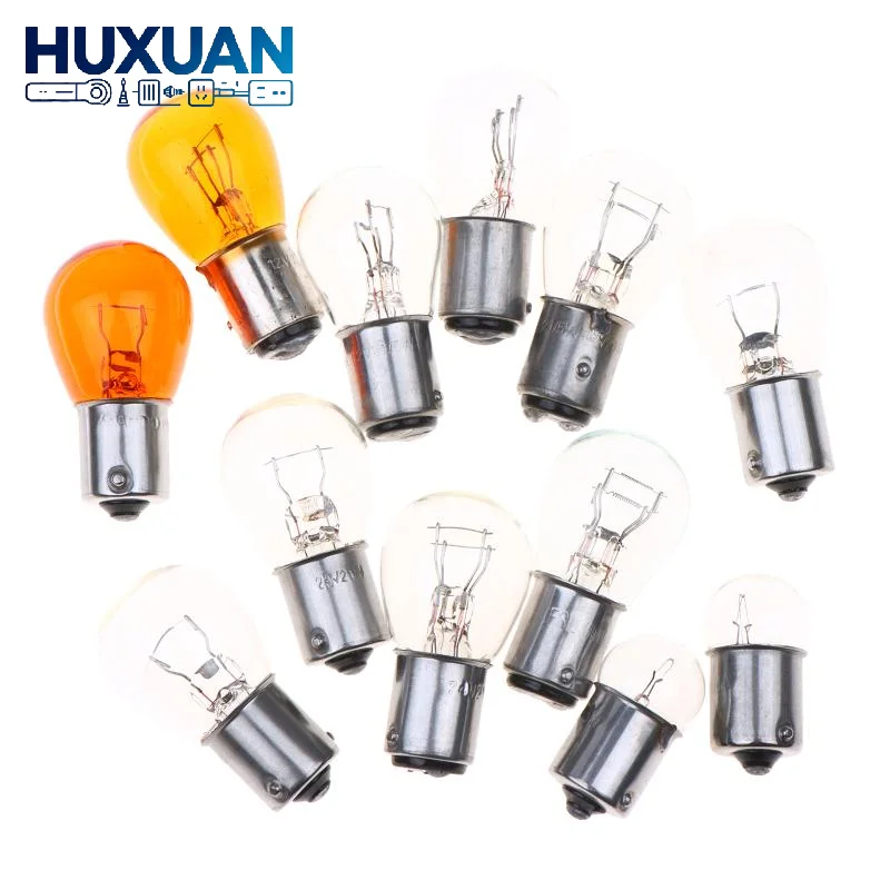 2Pcs 1157 1176 89 2409 2412 2410 2405 1141 1016 Car Bulbs Amber/Transparent Halogen For Turn Tail Reverse Lights 12V/24V