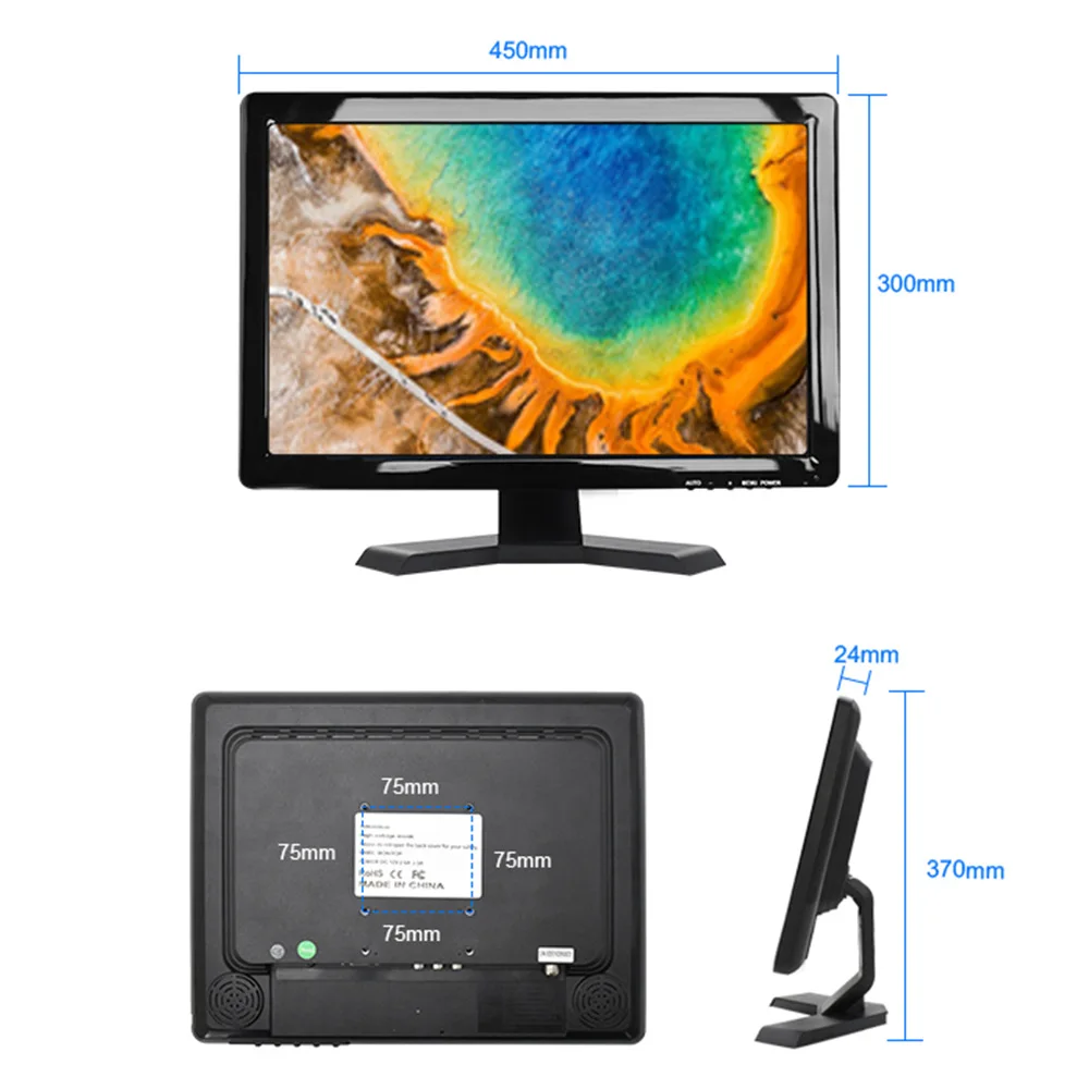 Imagem -04 - Lesown-small Wide Screen Monitor Industrial Display Lcd com Bnc Vga Hdmi-compatível para Equipamentos de Automação 16:10 1440x900 Ips