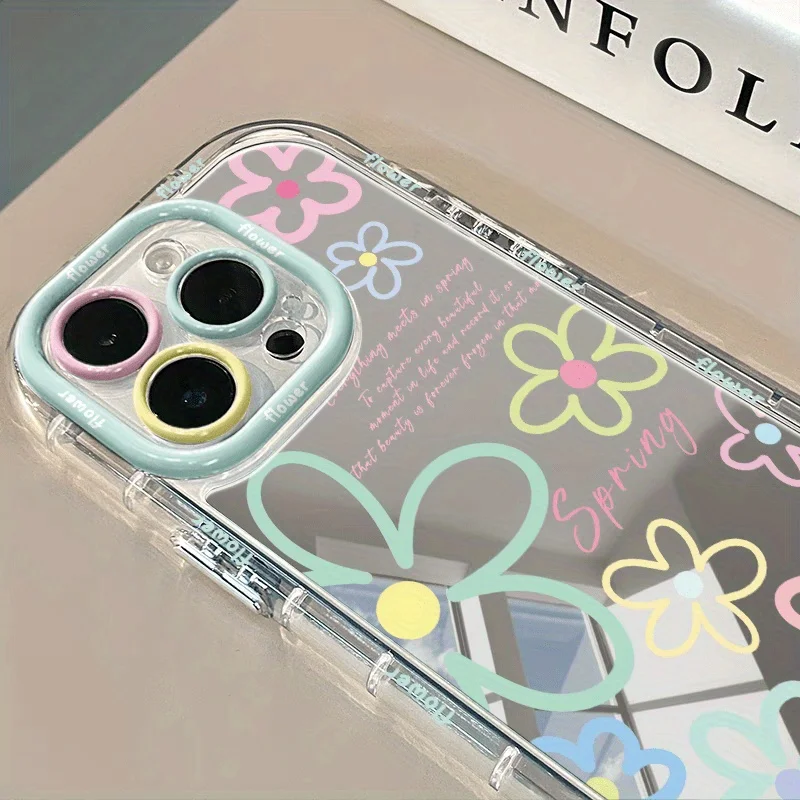 Bunte Blumen-Graffiti Air Cushion Spiegel-Handyhülle für iPhone 17 15 14 16 Pro Max 13 12 11 Pro XR XS 8 Plus 17Air Girl Cover – Detail 1