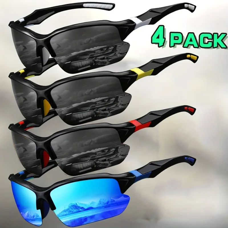 4PCS Outdoor Sport Adult Sunglasses Men Male Female Driving Eyewear UV400 Cycle Sun Glasses Women Fashion Baseball Shades