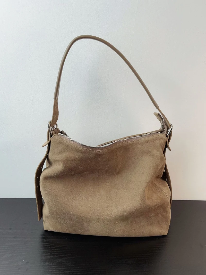 Luxury Suede Leather Shoulder Bags Retro Chic Soft Tote Bags Designer Hobo Handbags 2026 Trendy Matte Leather Underarm Bag Lady
