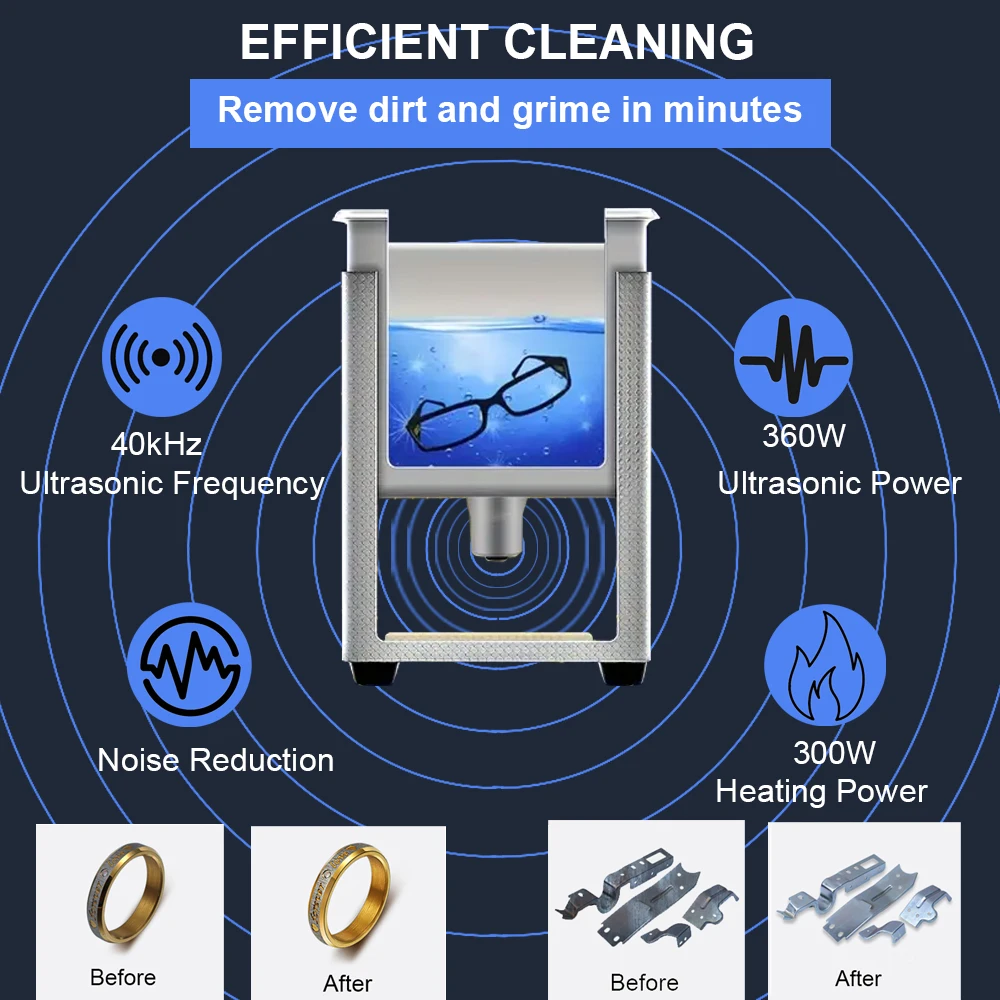 15L 40kHz Portable Ultrasonic Cleaning Machine Retainer Ultrasonic Cleaner Injector Ultrasonic Bath