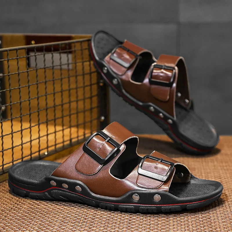 

Summer Adjustable Soft Slippers for Men EVA Flat Cloud Slides Lightweight Non-slip Solid Color Beach Man Sandals Plus Size