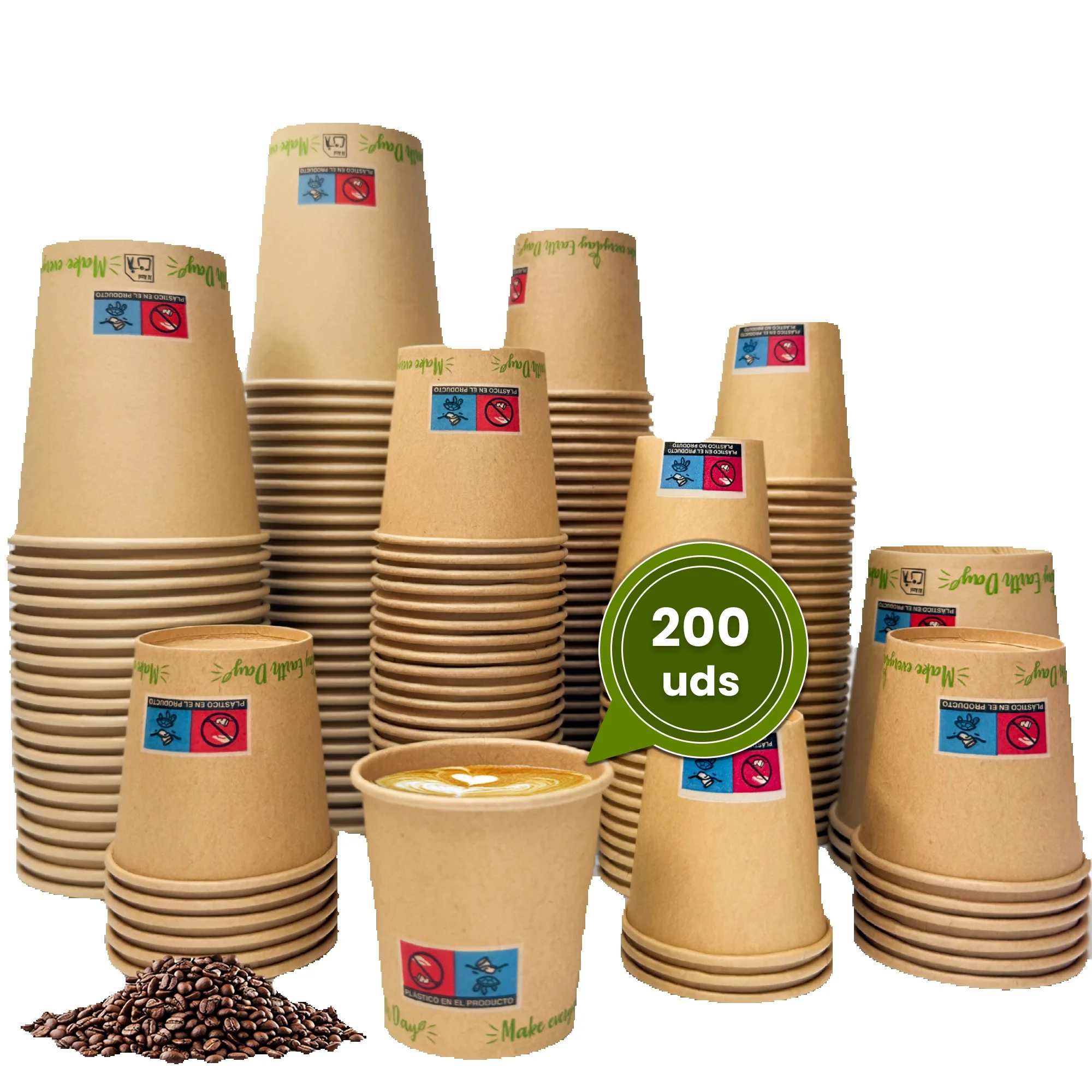 Vasos Café Desechables Kraft - Vasos Cartón - Vasos Desechables Catering - Vasos Café para Llevar - APTO BEBIDAS CALIENTES Y FRÍAS