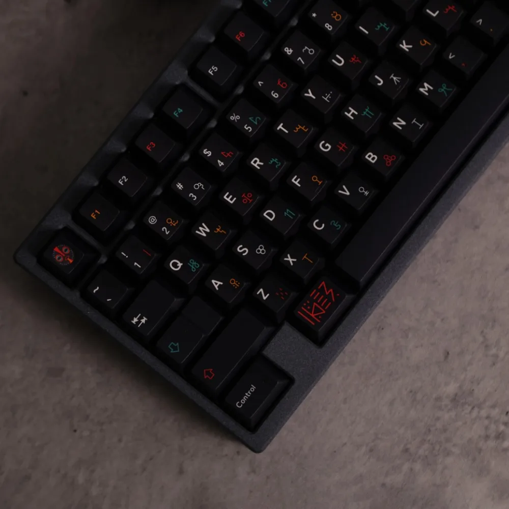 GMK CYL Tribal Keycap Set 143Key PBT Custom Black Personalized Keyboard Cap Cherry Profile Gaming KeyCap for Mechanical Keyboard