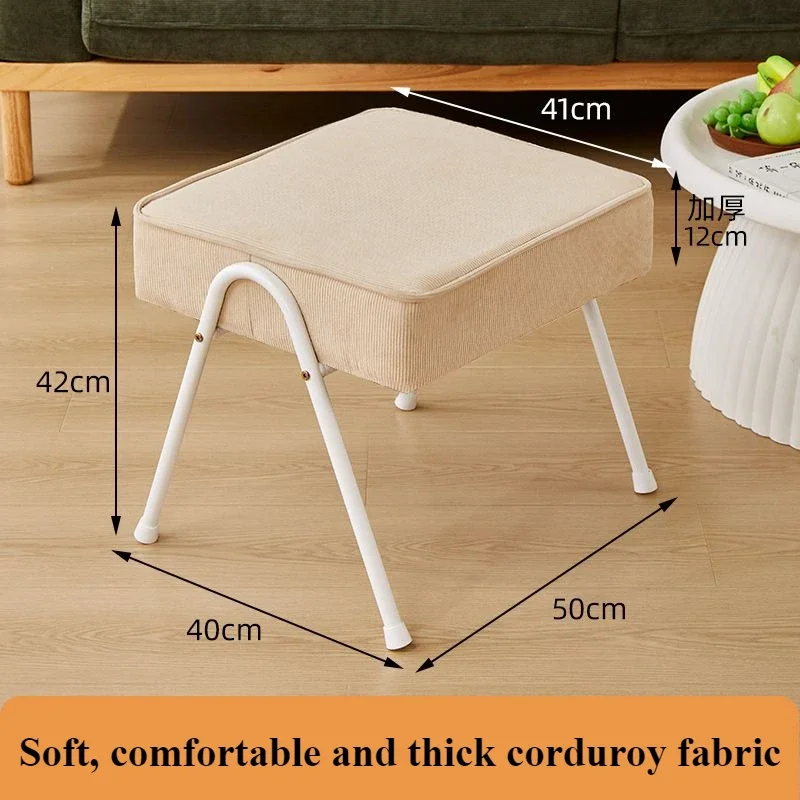 

Nordic Sofa Side Foot Pedal Household Dressing Stool Fleece Shoe Changing Stool Dining Stool 2-color Optional Leisure Ottomans