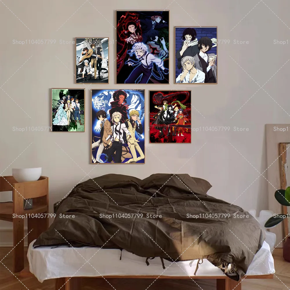 1PC Classic Japan Anime Bungou Stray Dogs Poster Self-adhesive Art Waterproof Paper Sticker Coffee House Bar Room Wall Decor