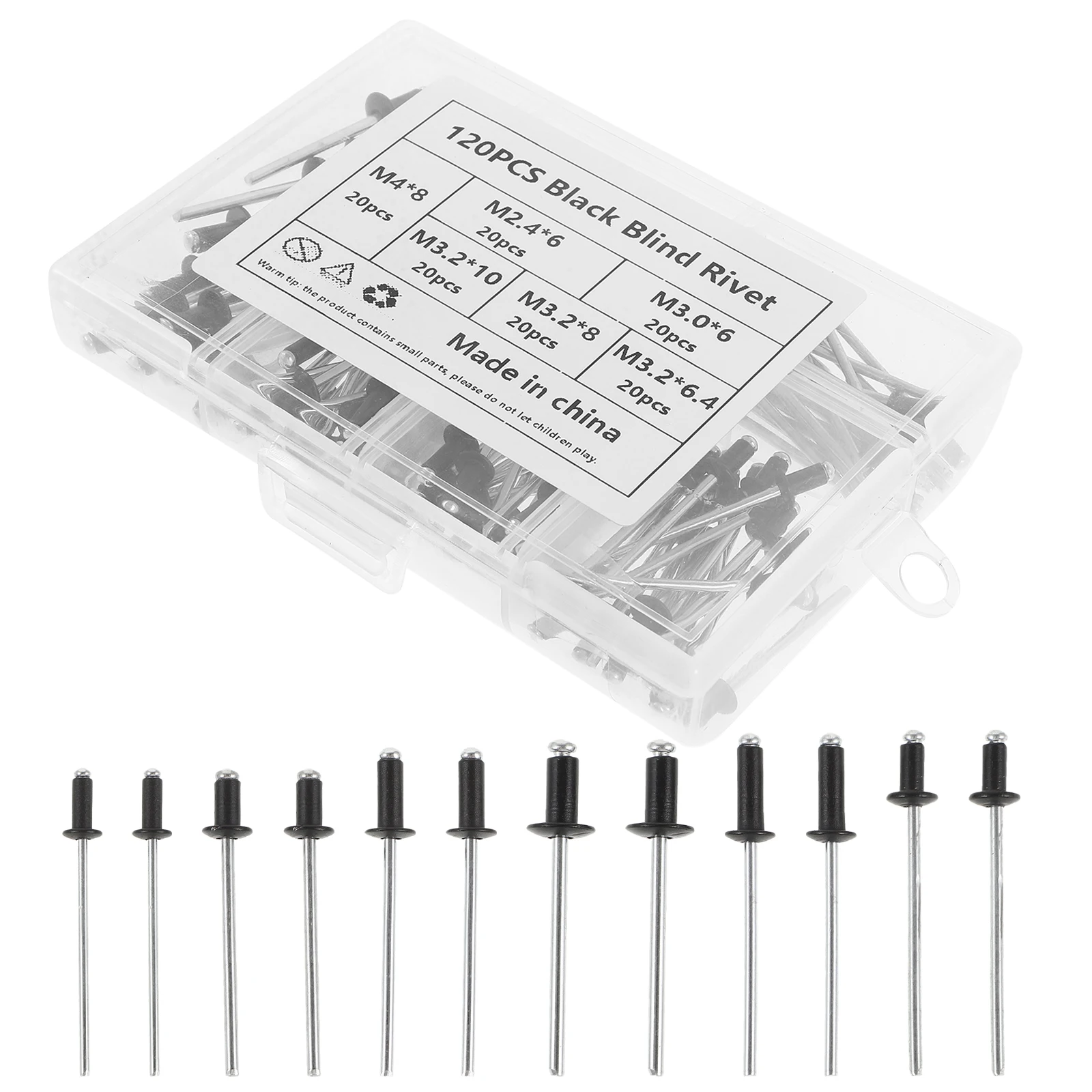 

120 Pcs Aluminum Rivet Set Rivets Assortment Alloy Pop Countersunk Kits Assorted Blind