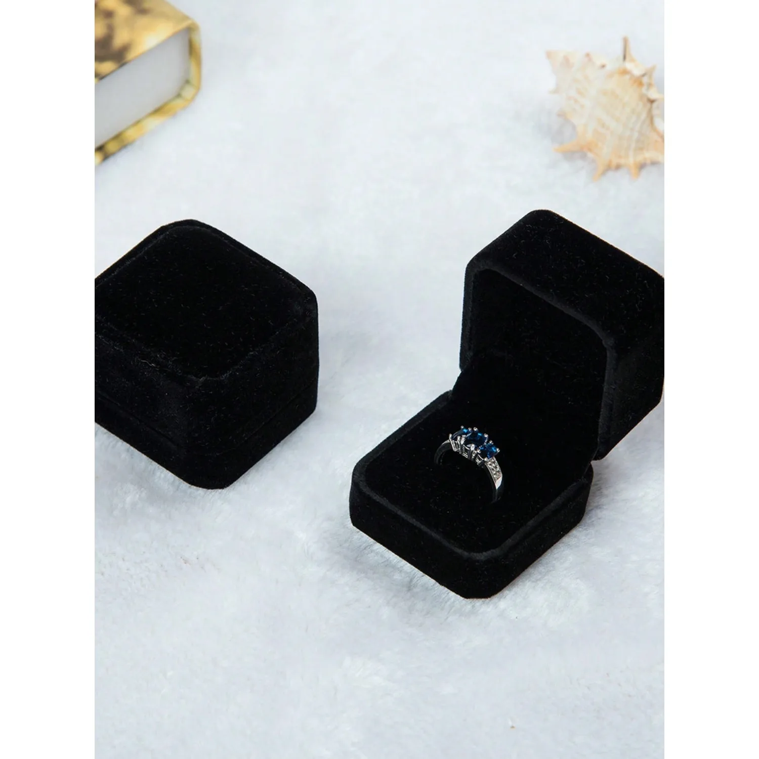 1pc Velvet Ring Box, Jewelry Box, Badge Box, Accessory Box. Women's Storage & Organization Box, Travel Essential, Dorm Decor