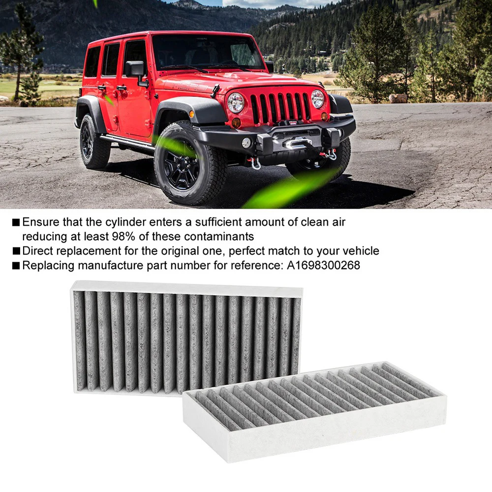 TIMOTRAS 2 Pcs Car Cabin Air Filter Fit for Jeep Wrangler 3.6L 2011-2012 OE 55111302AA 68233626AA