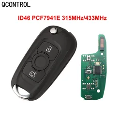 QCONTROL Remote Flip Smart Car Key For Opel Vauxhall Astra K Buick Verano Excelle GT 3Buttons 315/434MHZ ID46 PCF7941E Chip