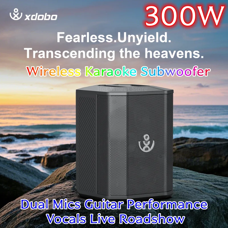 

XDOBO Wukong 300 Вт высокая мощность уличный динамик BT5.3 двойной микрофон гитара производительность вокала Live Roadshow беспроводной караоке сабвуфер